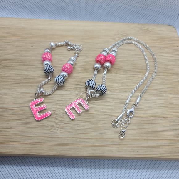 Fashion Jewelry Initial "E" Necklace & Bracelet - Picture 2 of 3